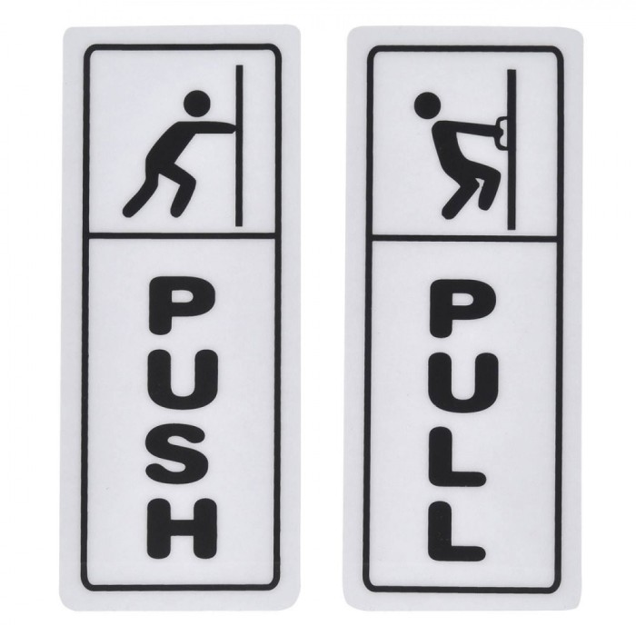 Indicatoare Autocolante, Model PUSH-PULL, Dimensiuni 7x18cm, PVC