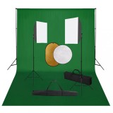 VidaXL Kit studio foto cu lumini softbox, fundal și reflector