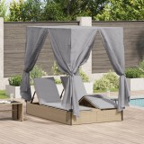 VidaXL Lounger dublu Set de 2 Bej și gri deschis Poliratan