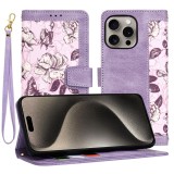 Husa flipcraft pentru iphone 15 pro max - protectie 360, design floral, mysterious purple