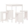 Set de bar pentru gradina, 5 piese, alb, lemn masiv de pin