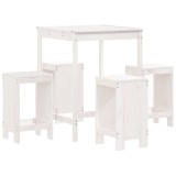 Set de bar pentru gradina, 5 piese, alb, lemn masiv de pin