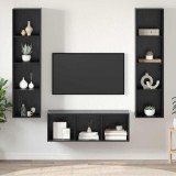 Set dulap TV cu raft Pe perete 3 pcs Stejar negru 37 x 37 x 142.5 cm