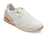 Pantofi sport PEPE JEANS albi, LS40008, din material textil