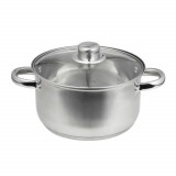 Oala cu capac Santo, Domotti, &Oslash;22 cm, 4.8 L, inox/sticla, argintiu