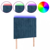 Cumpara ieftin Tablie de pat cu LED, albastru inchis, 90x5x118/128 cm, catifea