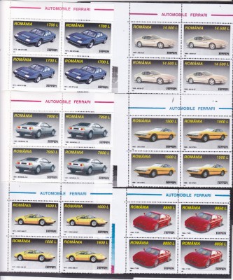 Romania 1999, LP 1499 in blocuri de 4, Automobile Ferrari, MNH! foto