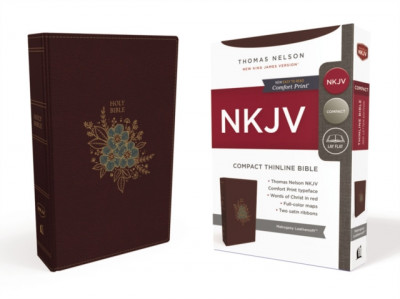 NKJV, Thinline Bible, Compact, Imitation Leather, Burgundy, Red Letter Edition foto