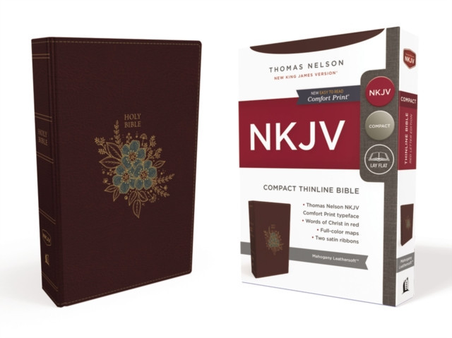 NKJV, Thinline Bible, Compact, Imitation Leather, Burgundy, Red Letter Edition