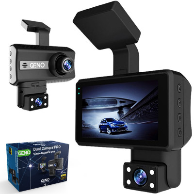 Camera Auto De Bord Qeno&amp;reg; Dual Camera PRO, Display 4 inch, Full HD 1080P, Negru foto