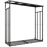 Outsunny Adăpost pentru lemne suport exterior sarcină maximă 2000 kg cu husă de protecție impermeabilă 185 x 62 x 184 cm negru | Aosom Romania