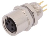 Conector M8 Mamă 4 PIN Neecranați IP67 30V, TE Connectivity