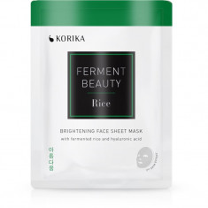 KORIKA FermentBeauty Brightening Face Sheet Mask with Fermented Rice and Hyaluronic Acid mască facială de pânză cu efect iluminator, cu orez fermentat