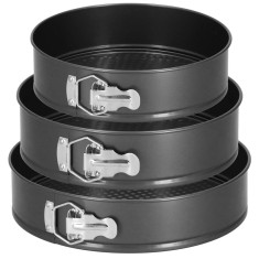 Set 3 forme de copt, 27, 25 si 23 cm, cu fund detasabil, gri Household NewTrend