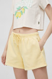 Levi&#039;s pantaloni scurți din bumbac femei, culoarea galben, uni, high waist A1907.0001-YellowsOra