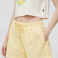 Levi's pantaloni scurți din bumbac femei, culoarea galben, uni, high waist A1907.0001-YellowsOra