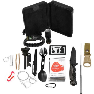 Kit turistic, supravietuire, multifunctional, cu trusa, set 21 piese, 20x11x5 cm, Springos foto