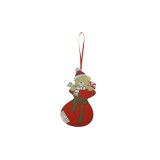 Ornament de brad ursulet, flippy, rosu, lemn, 14 cm