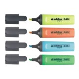 Textmarker Edding 345, varf 2-5 mm, 4 culori/set ( galben, roz, albastru, verde)