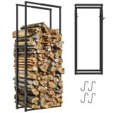 Outsunny Suport pentru Lemne din Metal, Suport Reglabil cu C&acirc;rlige &icirc;n Formă de S, 40-65x25x100-150 cm, Negru | Aosom Romania