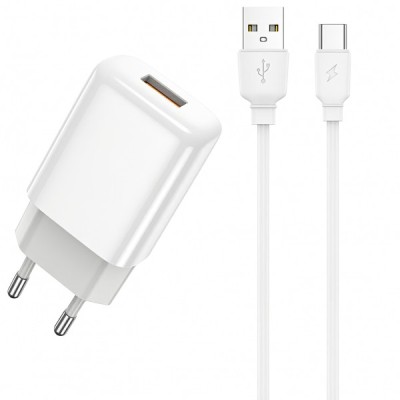 Incarcator Retea Cu Cablu USB-C Prestico F7S, 12W, 2.4A, 1 x USB-A, Alb foto