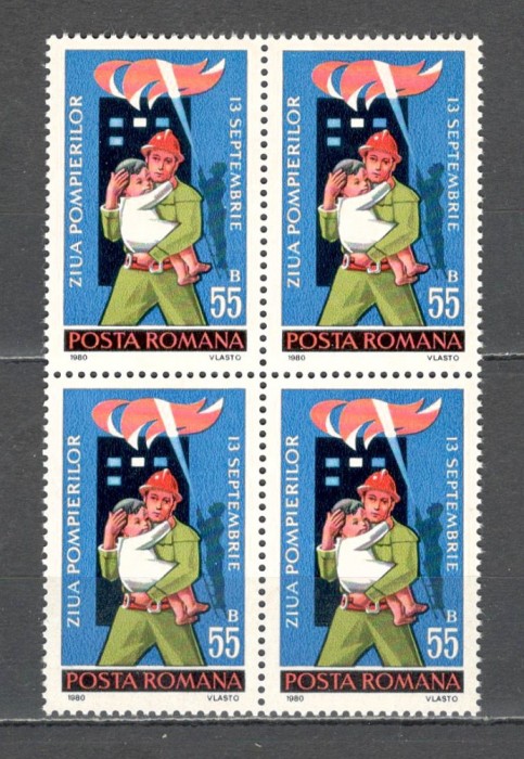 Romania.1980 Ziua pompierilor bloc 4 ZR.654