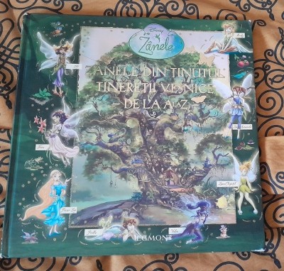 RARA, Zanele din Tinutul Tineretii Vesnice, De la A la Z, Disney, 2006, cartonata cu sclipici, format mare, DE COLECTIE,Cartea Zanelor, curier gratuit foto
