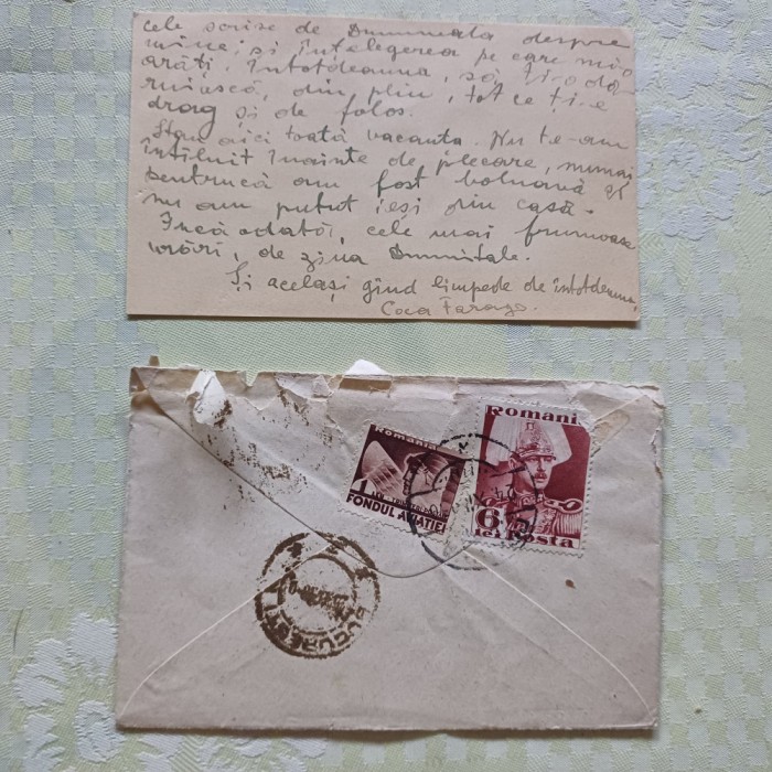 SCRISOARE TRIMISA DE SCRIITOAREA COCA FARAGO CATRE SCRIITORUL STEFAN TITA-1936.