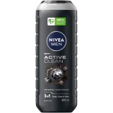 Gel de dus NIVEA MEN Active Clean, 3 in 1, pentru corp, fata si par 500 ml
