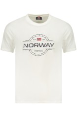 Norway Tricou barbati, cu imprimeu grafic, din bumbac, Regular fit, Alb foto