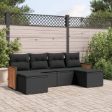 vidaXL Set mobilier de grădină cu perne, 6 piese, negru, poliratan