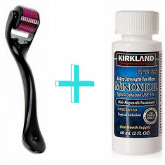 Tratament pentru par, Minoxidil Kirkland 5%, 1 lună aplicare +Dermaroller