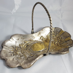 Superb cosulet/ obiect decorativ art nouveau argintat patina originala