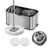 Set DreamRamp galeata mop cu centrifuga din inox galeata patrata, finisaj lucios si orificiu de scurgerea a apei cu doua rezerve.Gri