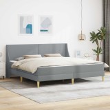 vidaXL Cadru de pat cu saltea Gri deschis 200 x 200 cm Poliester 3414754