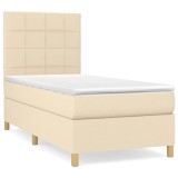 Cumpara ieftin Pat box spring cu saltea, crem, 80x200 cm, textil