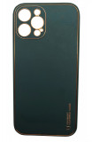 Husa compatibila cu iPhone 14 Plus, Piele ecologica, Full protection, Verde inchis, Oem