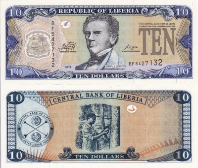 LIBERIA 10 dollars 2011 UNC!!! foto