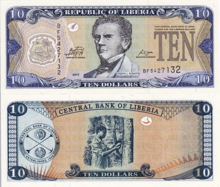 LIBERIA 10 dollars 2011 UNC!!!