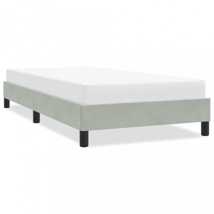 Cadru de pat fără saltea, gri deschis, 90x210 cm, catifea