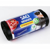 Saci Menajeri Ana Superstrong, 35L, 50x60 cm, 15 Buc/Rola, Culoare Neagra, Articole Curatenie, Saci Menaj, Saci de Gunoi, Saci Menajeri 35L, Saci pent, ANNA