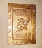 F502-Medalia POMPIERFILA-Foisorul de Foc Bucuresti 1986 bronz masiv aurit.