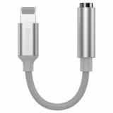 CABLU ADAPTOR Baseus, Iphone Lightning to Jack 3.5mm, lungime 10.5 cm, alb