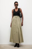 Answear.LAB fusta din bumbac culoarea verde, maxi, evazati