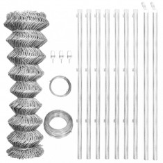 vidaXL Gard din plasă cu stâlpi, argintiu, 15x1,25 m, oțel galvanizat