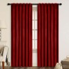 Set draperii din catifea cu rejansa transparenta cu ate pentru galerie, Madison, 200x230 cm, densitate 700 g/ml, Rosu, 2 buc
