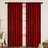 Set draperii din catifea cu rejansa transparenta cu ate pentru galerie, Madison, 150x230 cm, densitate 700 g/ml, Rosu, 2 buc