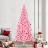 vidaXL Brad de Crăciun cu 300 LED cu suport Roz 240 cm PVC 3396453