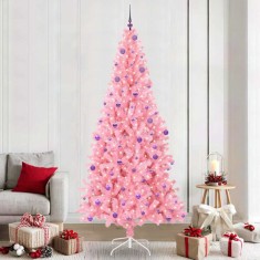 vidaXL Brad de Crăciun cu 300 LED cu suport Roz 240 cm PVC 3396453