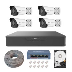 Sistem supraveghere complet UNV 4 Camere IP POE 2MP 30M IR, NVR 8 Canale, Switch POE 4 Porturi, Hard Disk 1TB si accesorii de conectare SafetyGuard Su foto